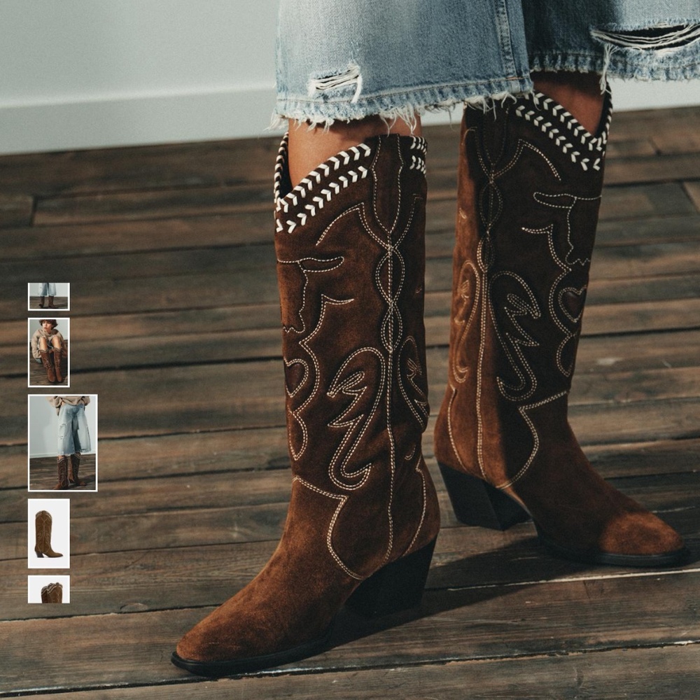 Embroidered Leather Boots